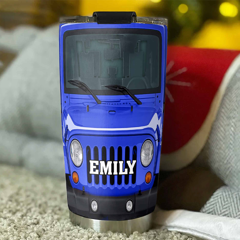 Personalized 2D Flat with Your Name Stainless Steel Tumbler Birthday Gift For Car Enthusiasts