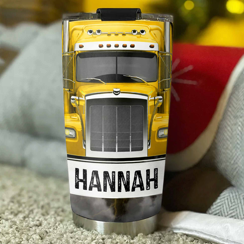 Personalized 2D Flat Trucker Nutrition Facts Hard Working and Skill Custom Stainless Steel Tumbler Gift For Kids Truck Lovers