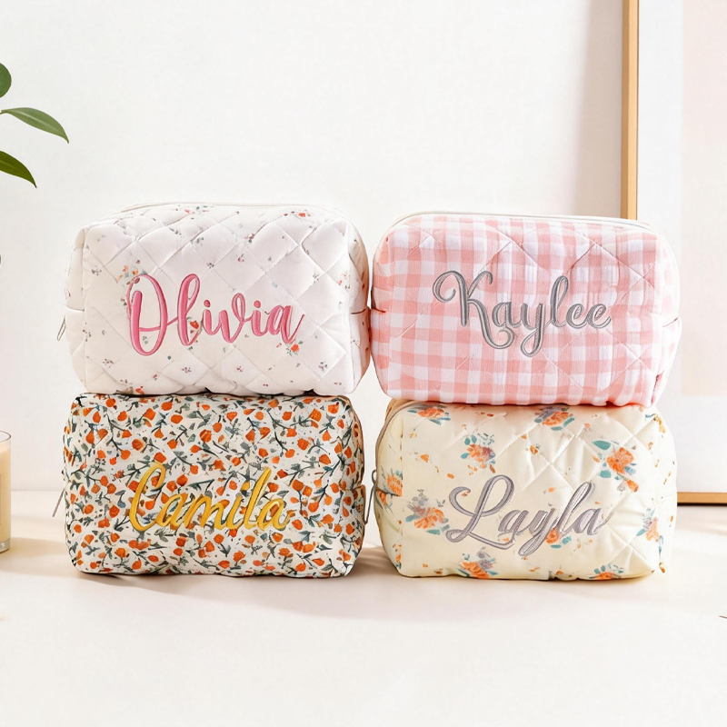 Personalized Toiletry Bag Floral Makeup Bag Embroidered Cosmetic & Toiletry Pouch Birthday Gifts Travel Gifts