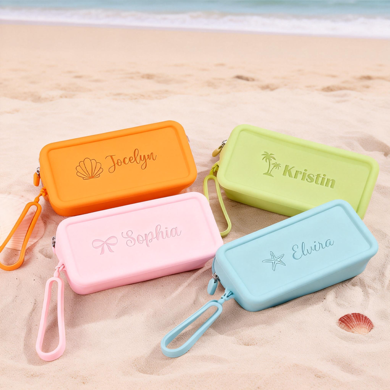 Personalized Beach Makeup Bag Waterproof Beach Pouch Beach Cosmetic Bag Silicone Makeup Bag Swimming Bag 