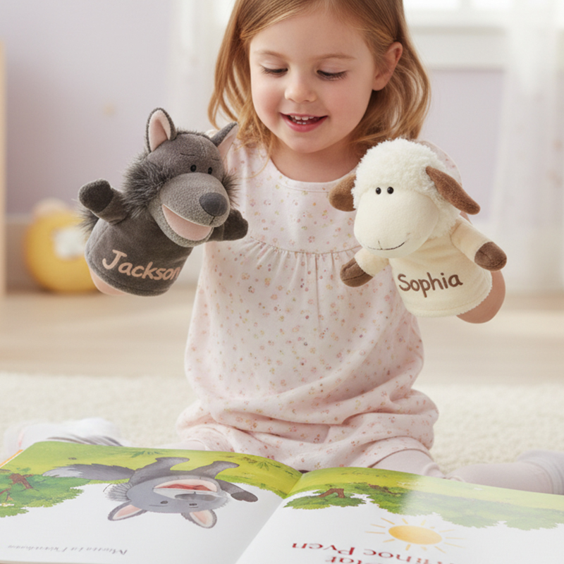 Personalized Animal Hand Puppets for Kids Custom Name Soft Plush Interactive Storytelling and Role-Play Fun Perfect Gift for kids