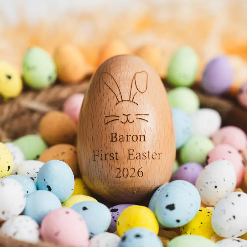 Personalized Wooden Easter Egg Shakers Custom Egg Cups Engraved Egg Shaker Kids Easter Gifts Baby First Easter