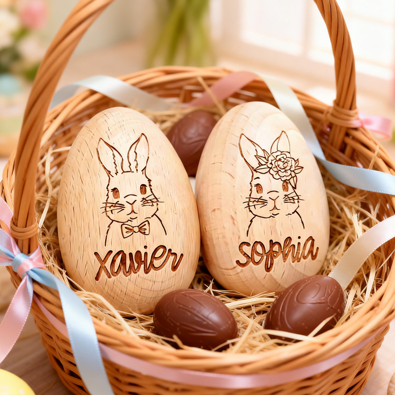Personalized Personalized Wooden Easter Egg Engraved Bunny My First Easter Kids Easter Gifts Baby First Easter