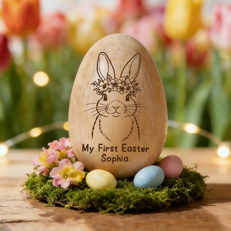 Personalized Wooden Easter Egg My First Easter Kids Easter Gifts Baby First Easter