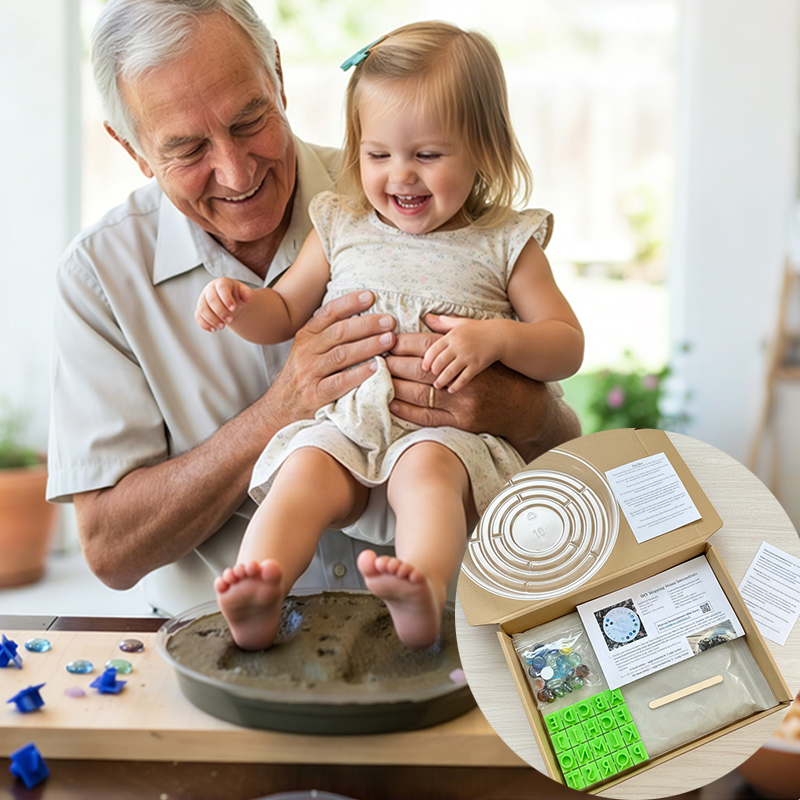 Personalized DIY Stepping Stone Kit Custom Handprint  Footprint Keepsake with Gems and Easy Mixing Cement