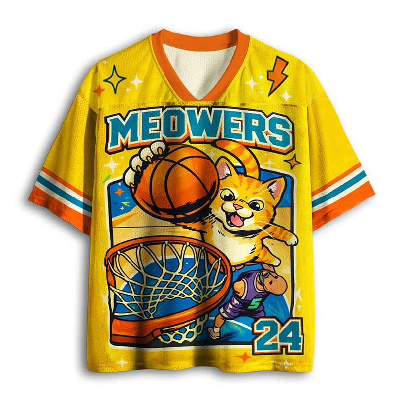 Personalized Funny Cat Basketball Mesh Jersey Custom Name and Number for Pet & Sports Fans