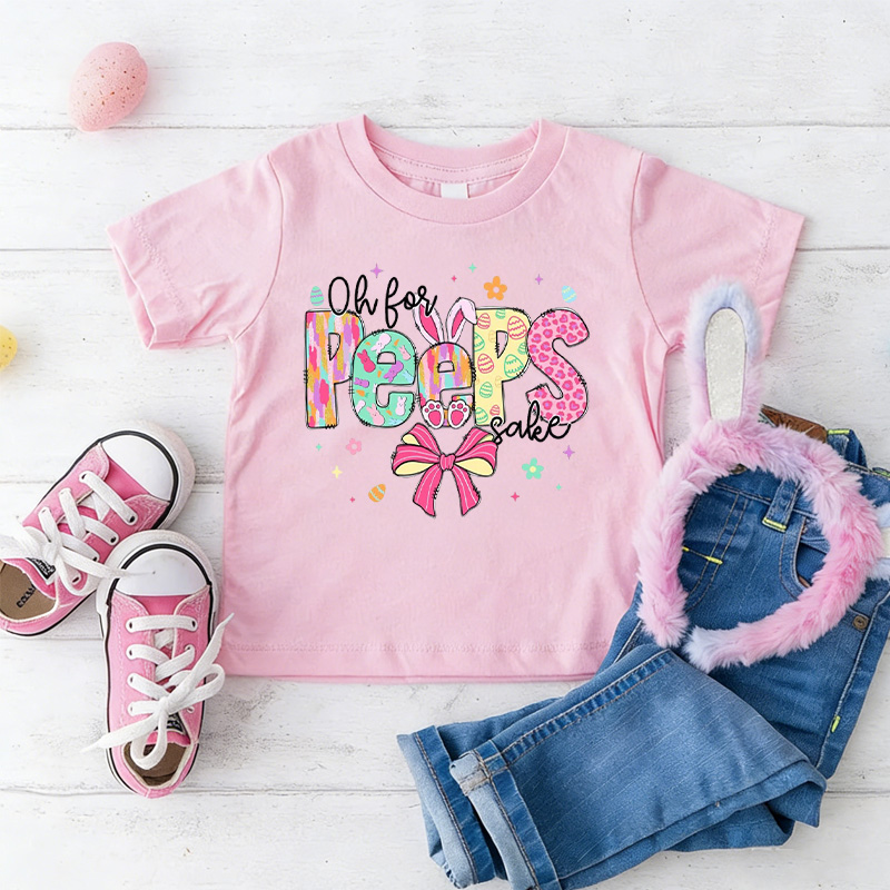Personalized Cute Bunny Ears Florals Custom Name Easter Celebration Spring Outfit Kid T-shirt