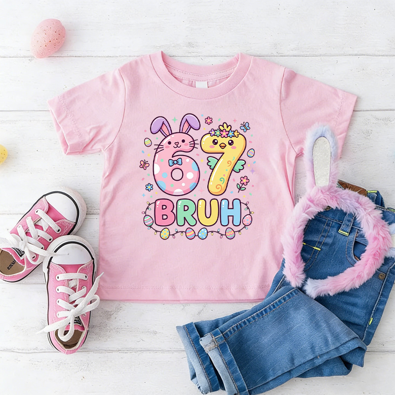 Personalized Cute Easter Egg Pattern Custom Number Name Spring Celebration Outfit Kid T-shirt