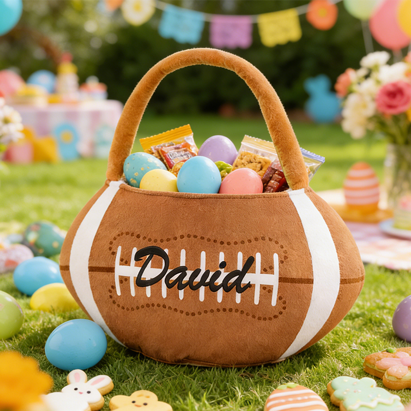Personalized Football Easter Basket with Custom Name for Kids and Sports Fans Easter Gift