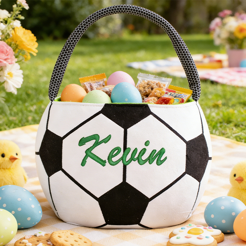 Personalized Soccer Easter Basket with Custom Name for Kids and Sports Fans Easter Gift