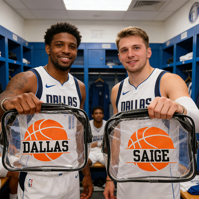 Personalized Clear Basketball Snack Bag with Custom Name for Team Members, Game Day, and Travel