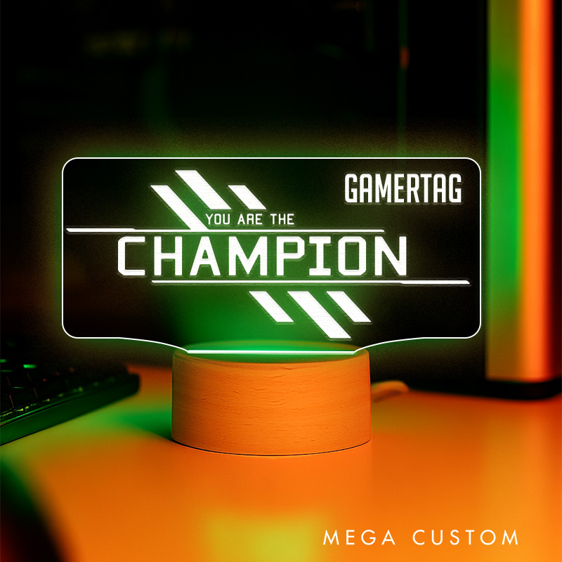 Personalized You Are the Champion Legends Gamertag Light Sign Gamer Tag Night Light Streamer Light Sign for Him Geek Game Lover Gaming Name Sign Decor