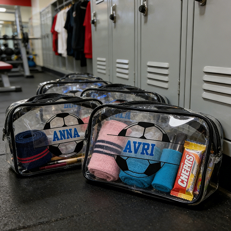 Personalized Soccer Clear Snack Bag with Custom Name for Team Members, Training and Travel