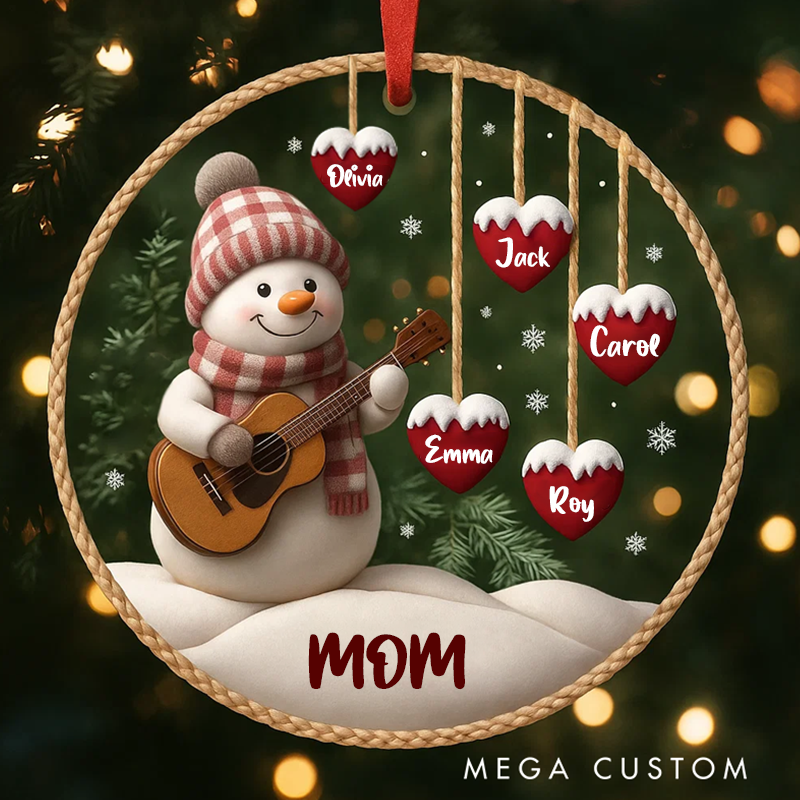 Personalized Family Names Christmas Ornament Acrylic Snowman Ornament Christmas