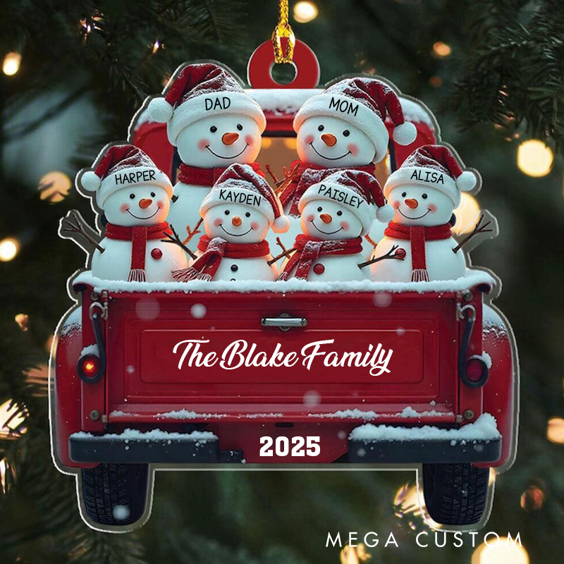 Personalized Snowman Christmas Ornament Red Truck Christmas Ornament Snowman Ornament Custom Name Ornament