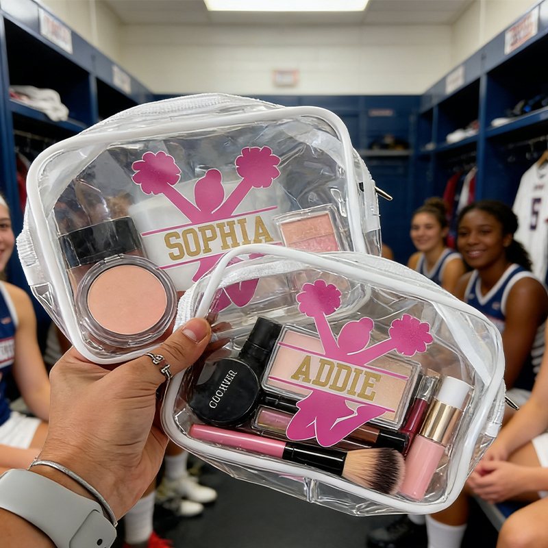 Personalized Cheer Team Clear Snack Bag with Name Cheerleading Snack Bag for Locker Room & Road Trips