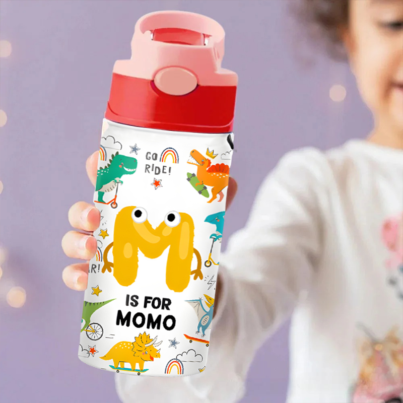 Personalized Monogram Letter Dream Horse Butterfly Dino Animals Kids Water Bottle