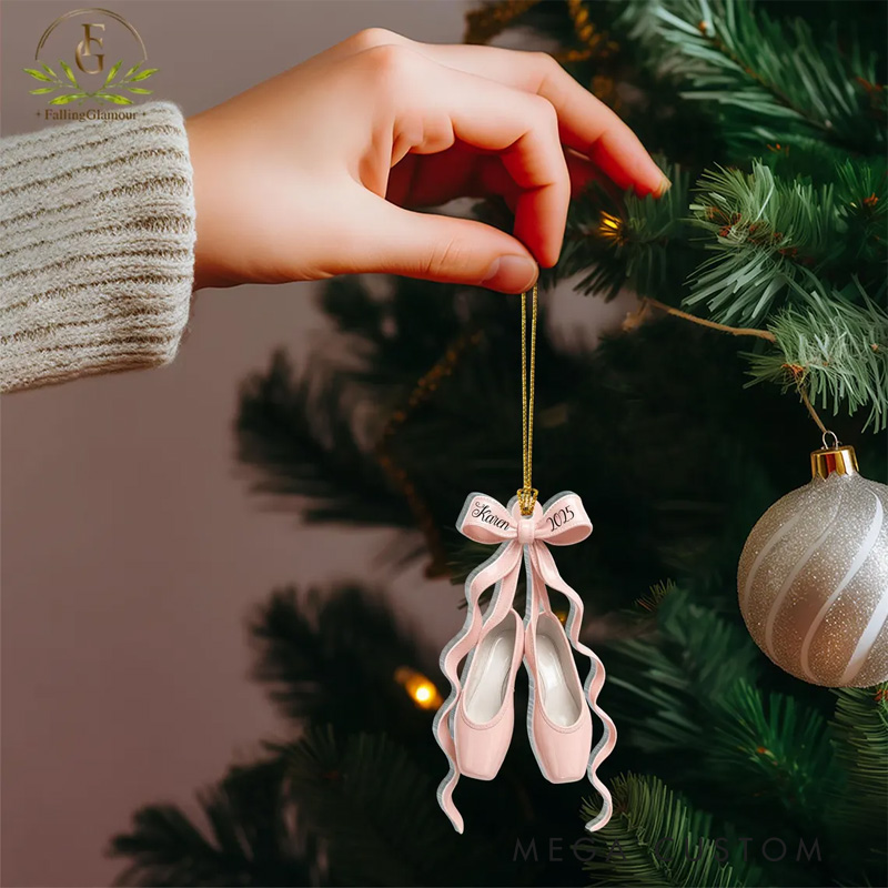 Personalized Elegant 2D Ribbon Ballet Shoes Acrylic Christmas Ornament Dance Lovers Christmas Gift Dancer Xmas Gift Christmas Decor