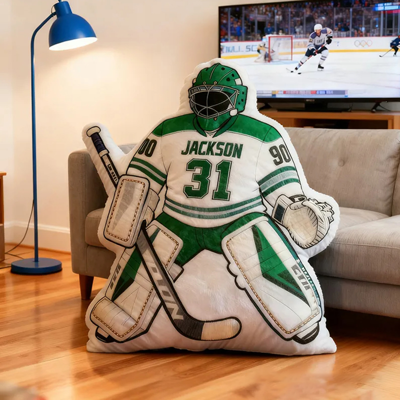 Personalized Ice Hockey Goalie-Shaped Pillow with Custom Name and Number for Ice Hockey Fans