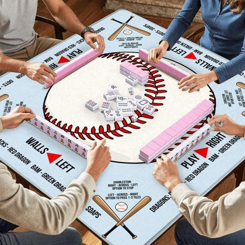Personalized Baseball Lover's Mahjong Table Mat for Home and Team Clubhouse Play
