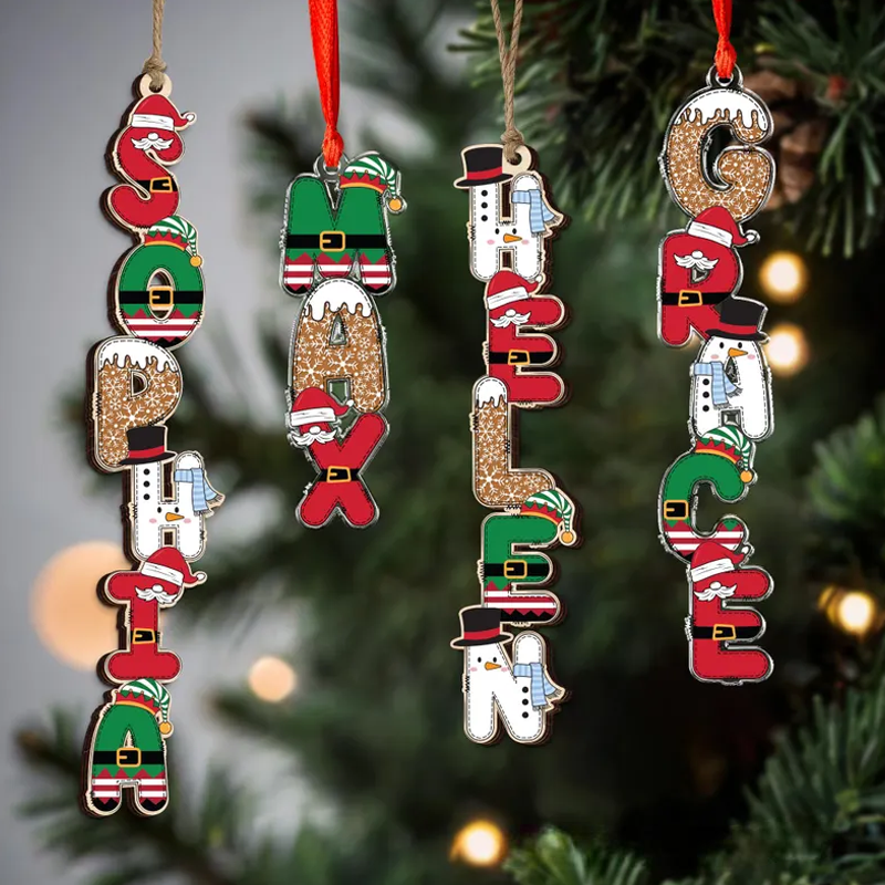 Personalized Christmas Name Letter Ornament 2025 Custom Christmas Tag Stocking Tag Christmas Gifts