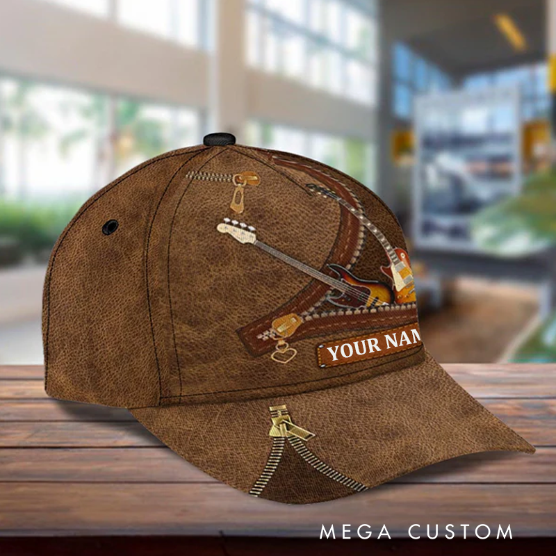 Personalized Name 3D Print Baseball Cap With Adjustable Snap for Music Lover Perfect Music Lovers Guitar Lovers Custom Gift Hat