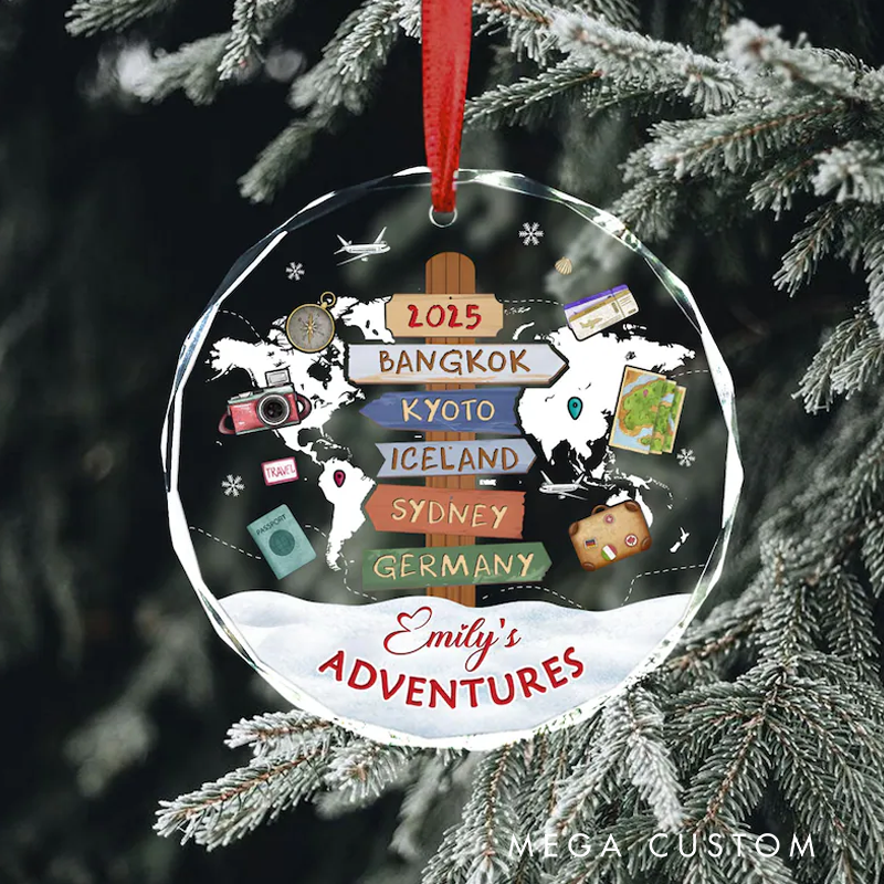 Personalized Travel Photo Ornament Custom Destination Keepsake