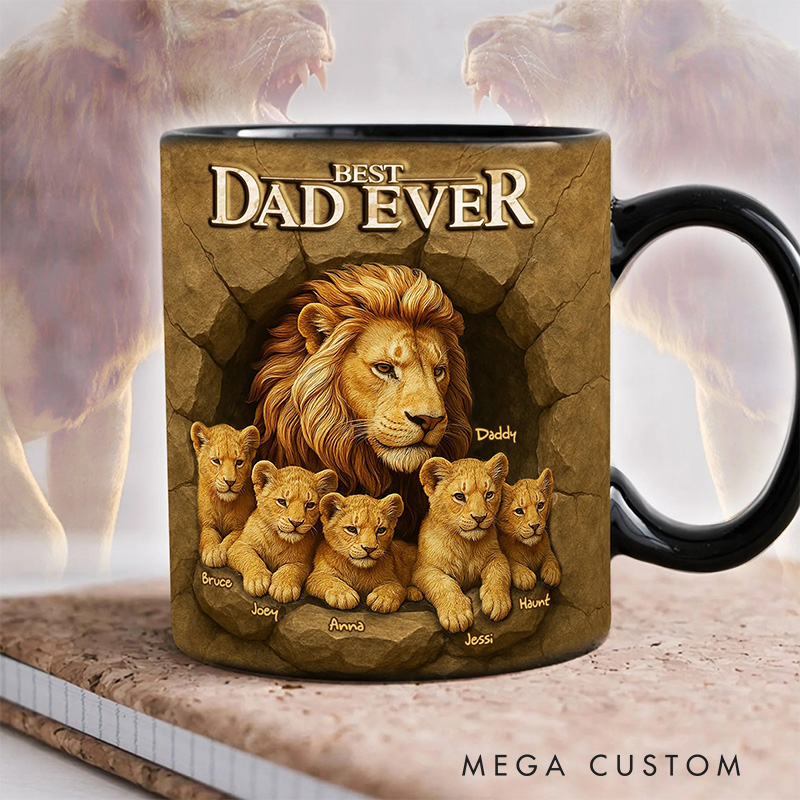Personalized Best Lion Dad Mug TV Show Mug Movie Lover Gift for Dad Father Family Father's Day