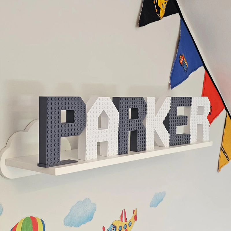Personalized Building Block Letter Name Sign Plastic Custom Kids Room Decor Gift