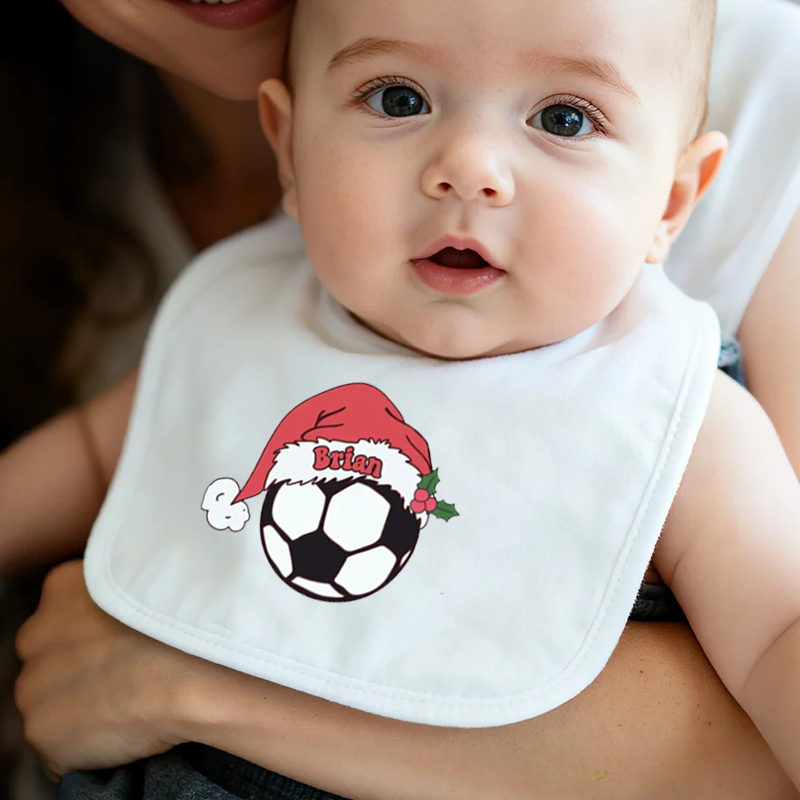 Personalized Soccer Baby Bib Baby Bib with Name Feeding Accessory Baby Shower Welcome Christmas Gift for Baby Kid