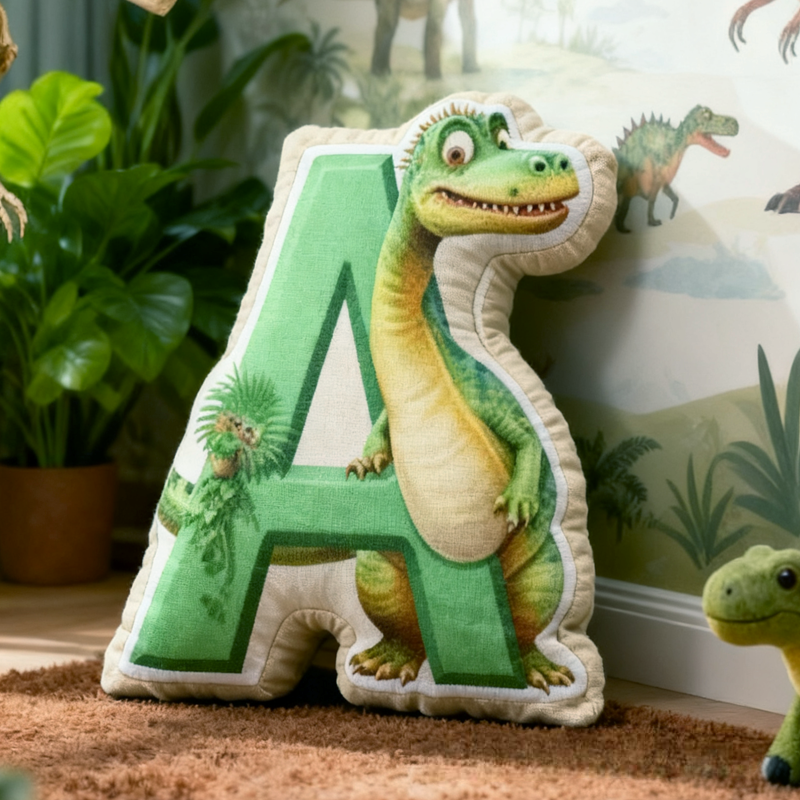 Personalized Cute Dinosaur Boy with Name Graphic 3D Print Pillow Christmas Gift for Kids 