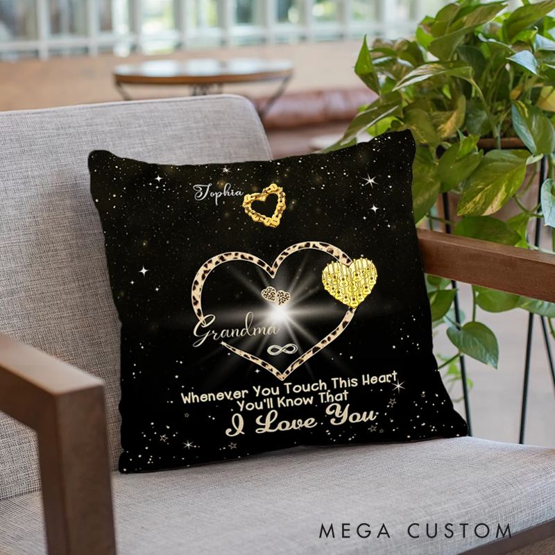 Personalized Whenever You Touch This Heart You'll Know We Love You Throw Pillow Cover with 1-9 Heart Mother's Day Gift for Her