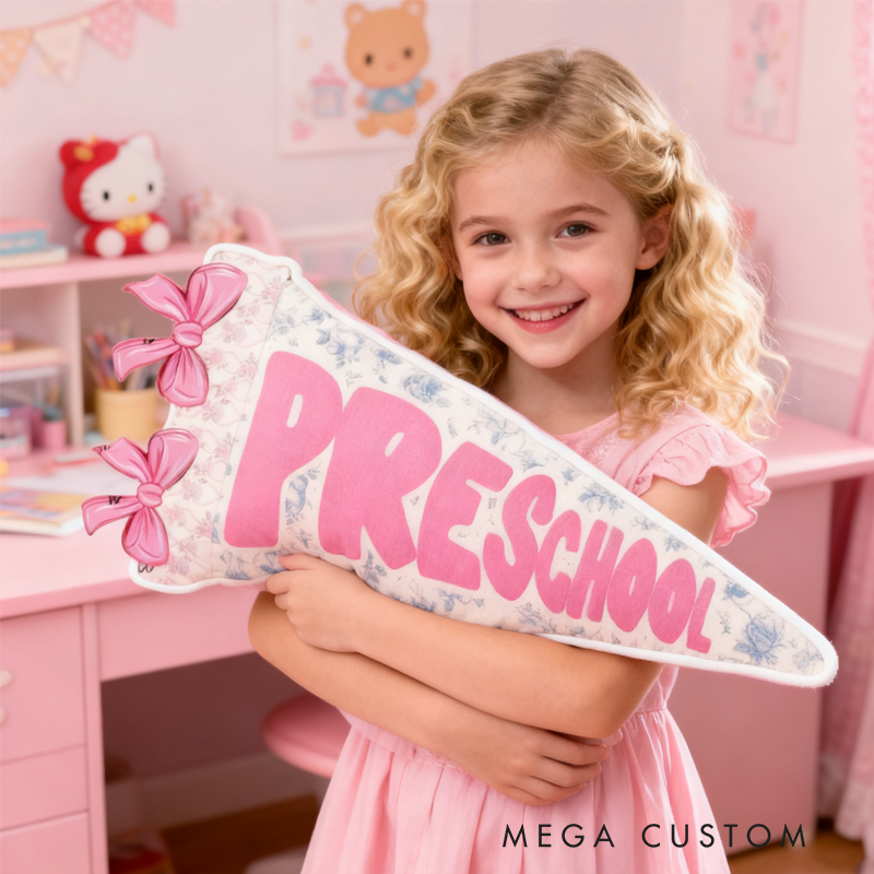 Personalized Pink Pennant with Name Graphic 3D Print Pillow Christmas Gift for Kids Birthday Gift