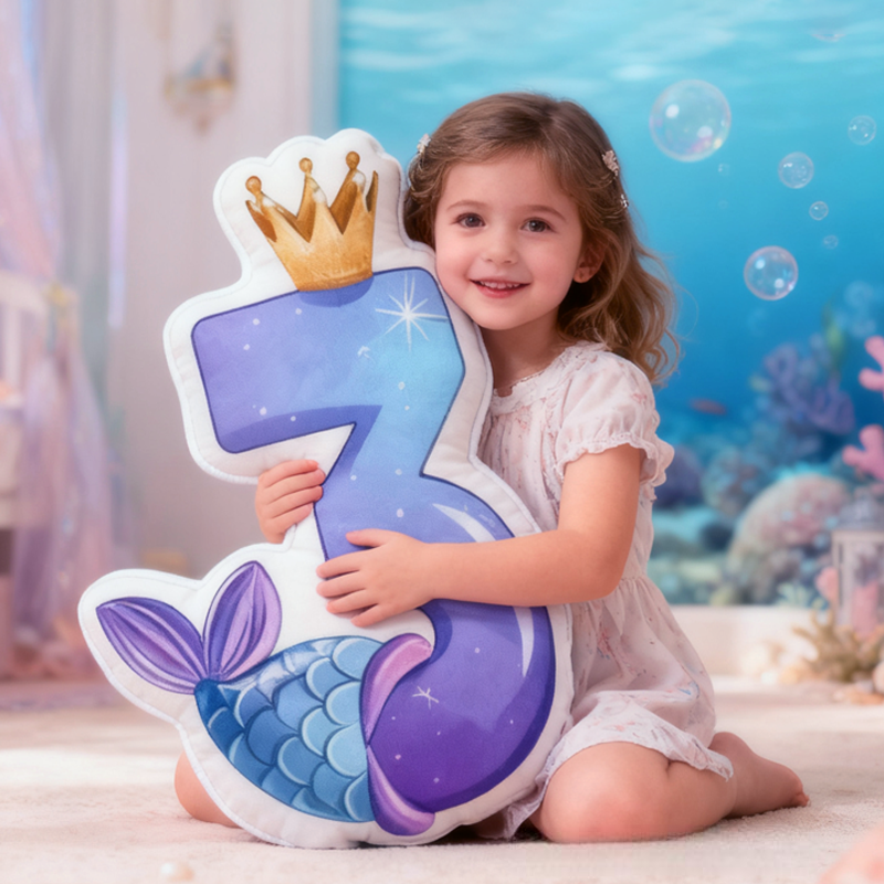 Personalized Dreamy Mermaid Graphic 3D Print Pillow Christmas Gift for Kids Birthday Gifts