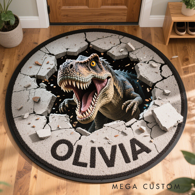 Personalized Cartoon Kids Dinosaur with Name Soft Rug Christmas Gift for Kids Rug Birthday Gifts for Kids