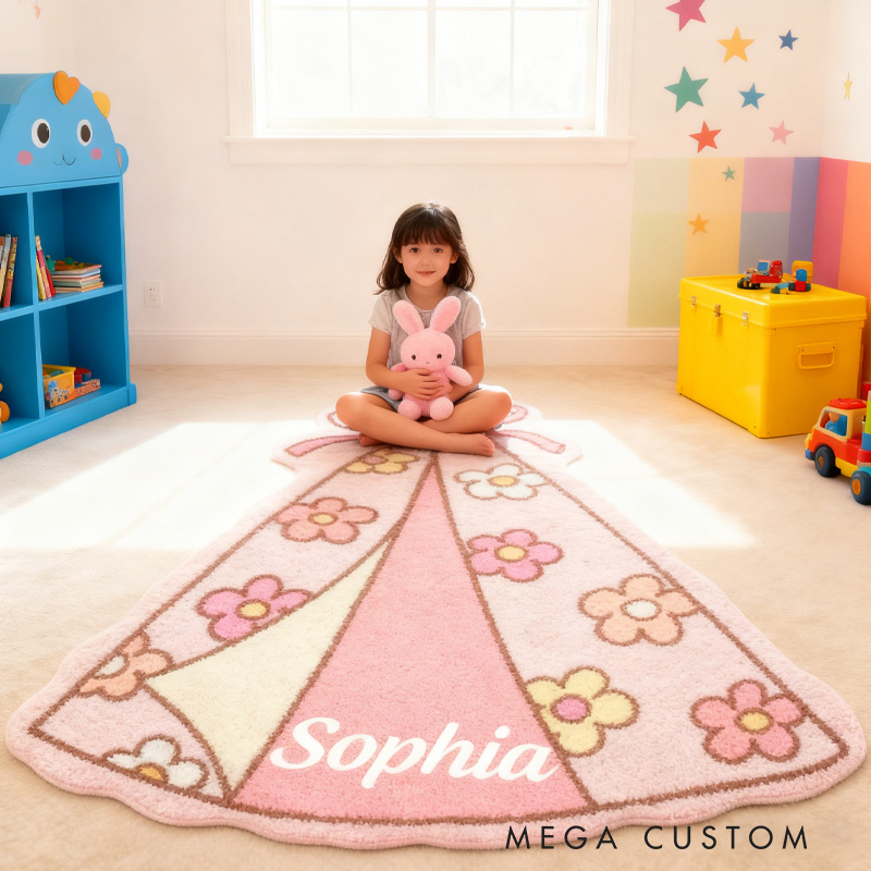 Personalized Camping Tent Floral Rug Whimsical Room Accent Kids Camping Rug Doormat Gifts for Kid
