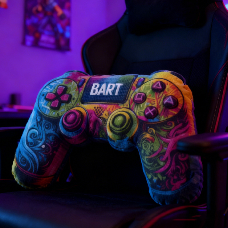 Personalized Neon Game over Pillow Gamer Controller Pillow Gift for Game Geek Lover