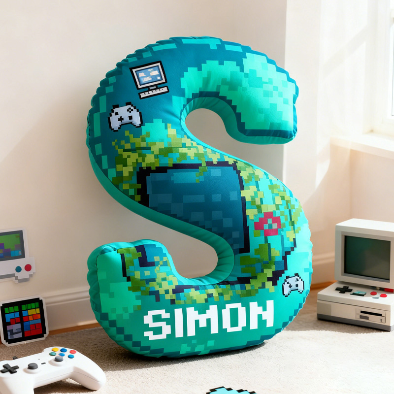 Personalized Pixel Art Gaming Pillow Game-Themed Room Decorations Pillow Kid Pillow for Game Geek Lover