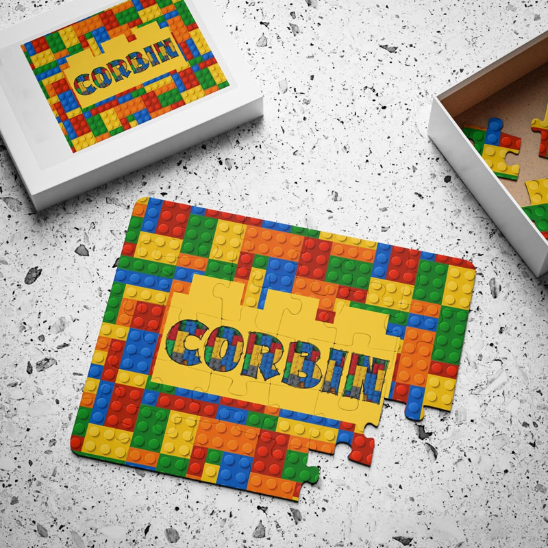 Personalized Building Block Puzzle Custom Name Gift for Kids Building Block Enthusiasts Gift