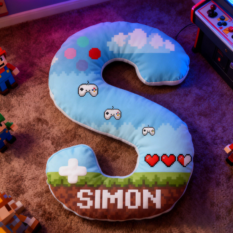 Personalized Pixel Art Letter Pillow Game Controller Letter Pillow Gift for Retro Game Geek Lover