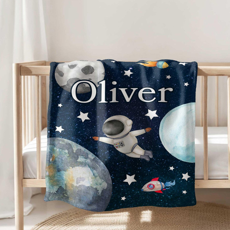 Personalized Space kid Blanket Custom Name Space Enthusiast Blanket gift for kid Astronomy Lovers