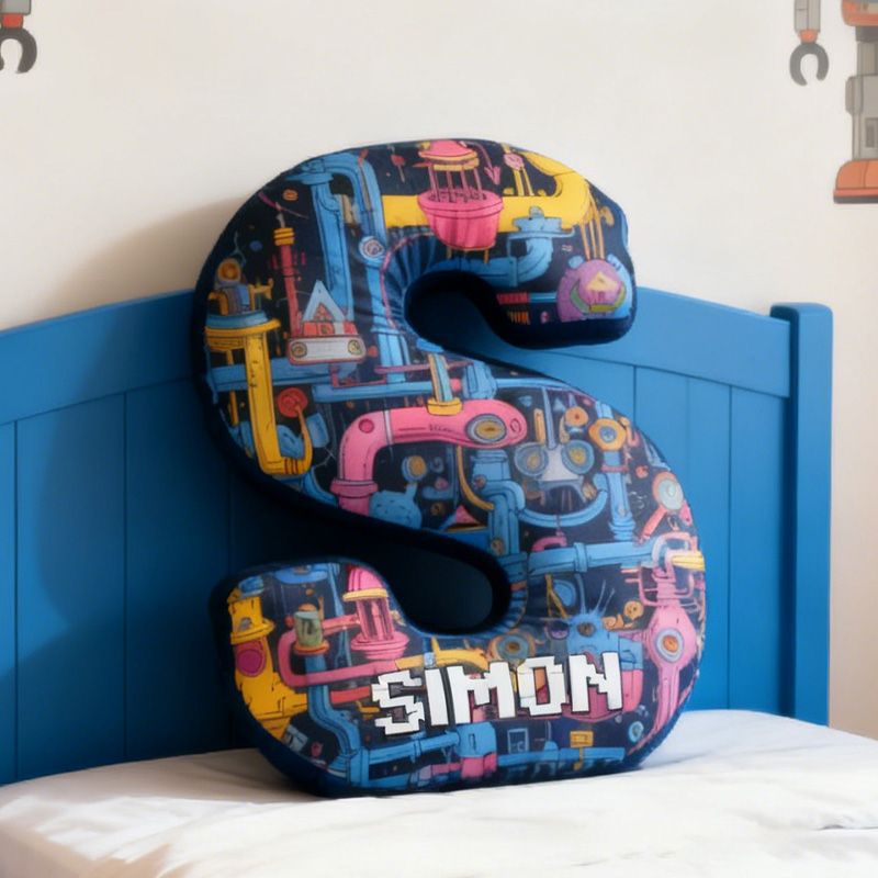 Personalized Industrial-Themed Custom Initial Pillow Mechanical enthusiasts Pillow Geek Nerd Gift