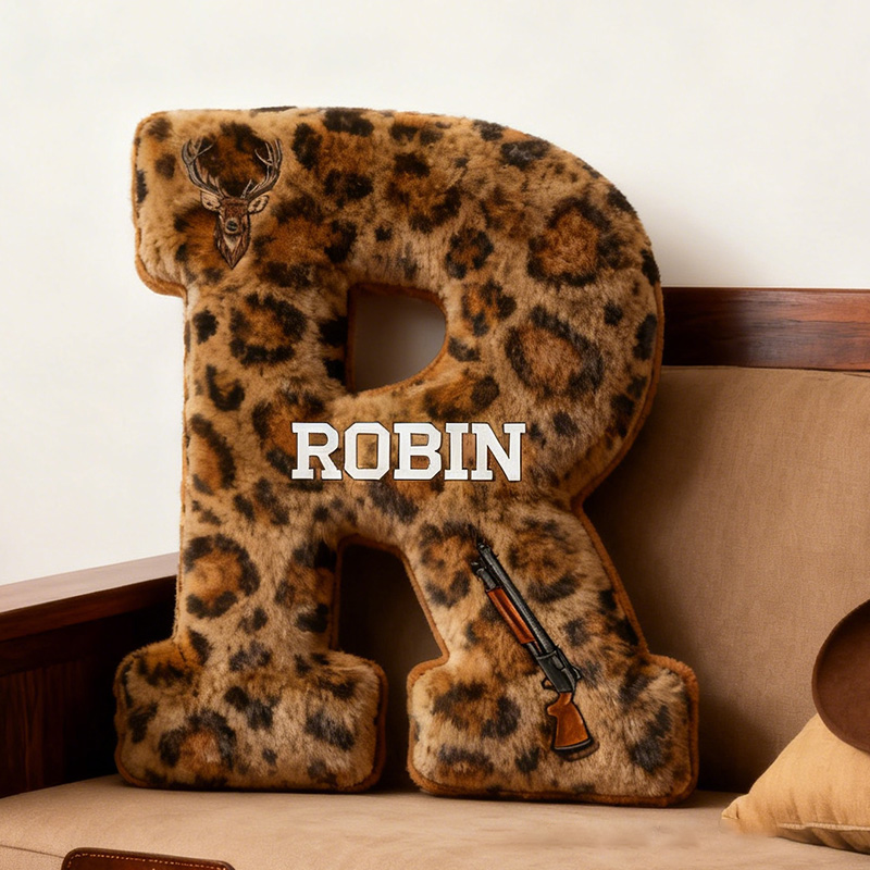 Personalized Custom Hunting Initial Pillow Camo Hunting Letters Pillow Outdoor Hunting Enthusiasts Gift