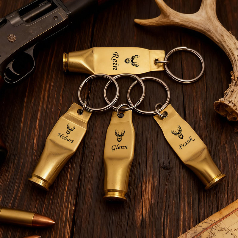 Personalized Bullet Casing Keychain Custom Hunting Keychain Gift for Men Hunting Lover