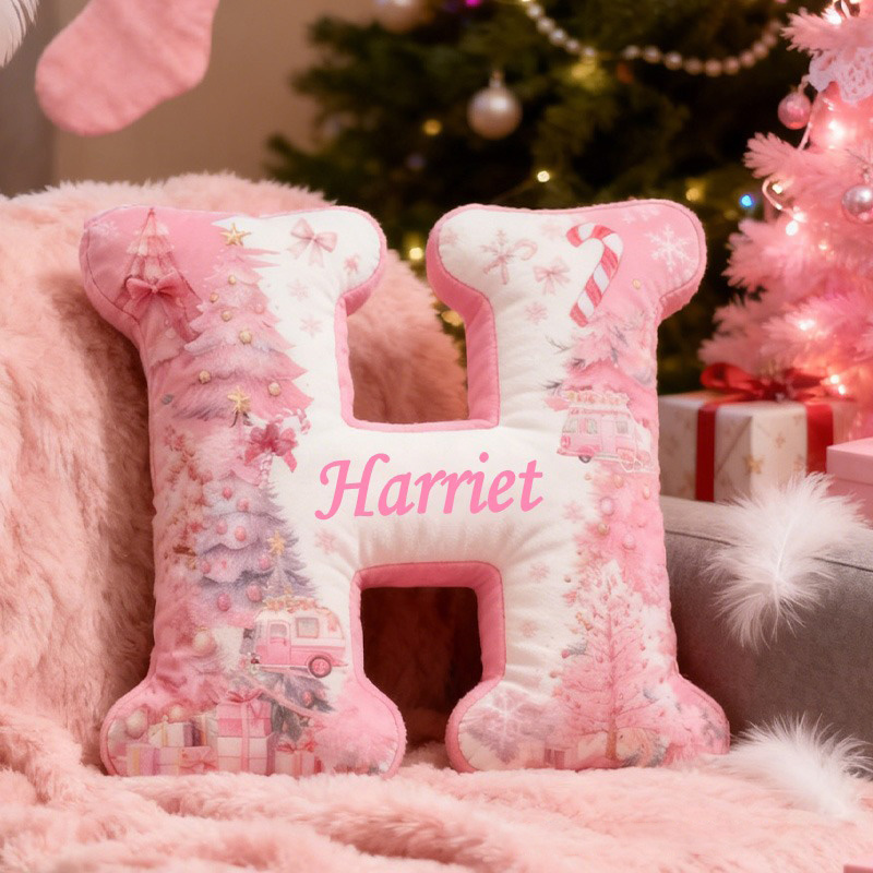 Personalized Flower Camping Theme Initial Pillow Custom Outdoor  camping lover Letters Pillow Christmas Gift for Camping enthusiasts