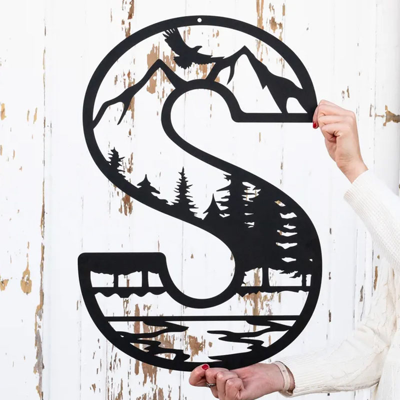 Personalized Metal Letter Outdoor Monogram Mountain Wall Decor Nature Wall Art Custom Camper Decor Home Decor Outdoor Lovers Gift
