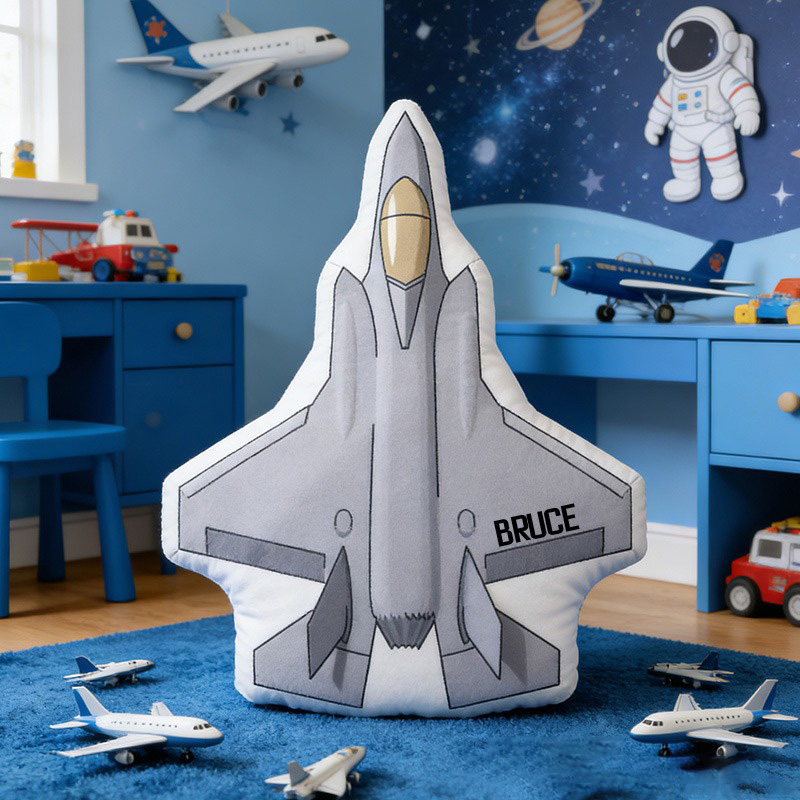 Personalized Custom Jet Plane Pillow for Kids Space Enthusiasts Gift Adventure Lovers Gift for Kids