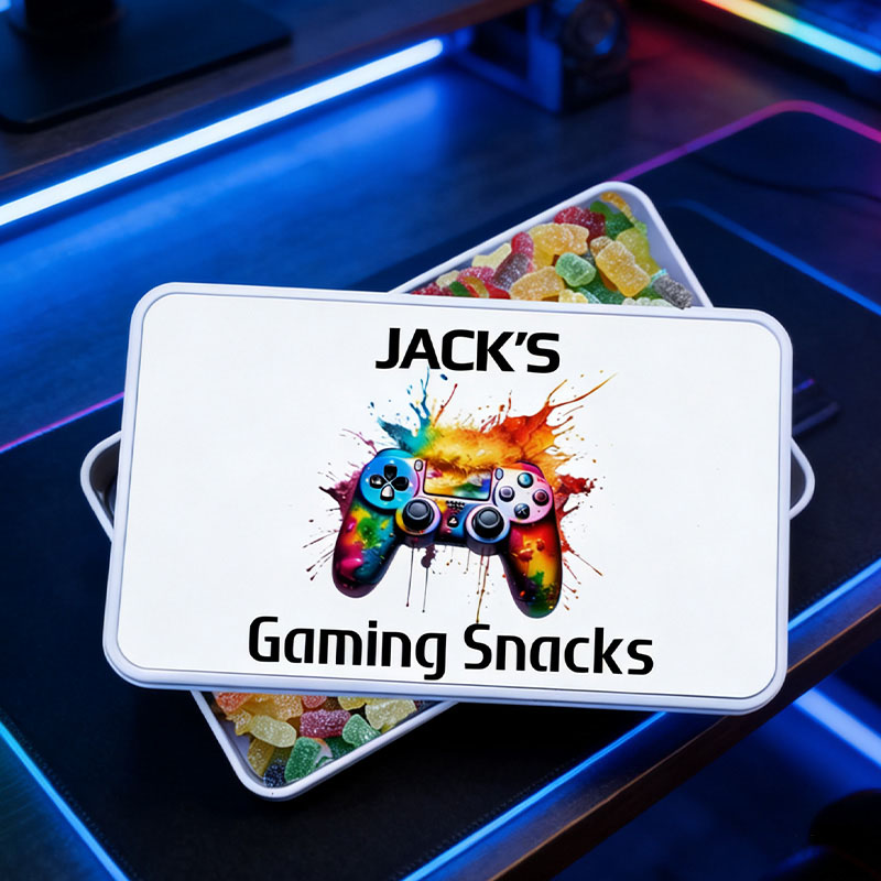 Personalised Gaming Snacks Tin Gift for Teenage Boy Treat Box Christmas Gift for Him Gift for Gamers
