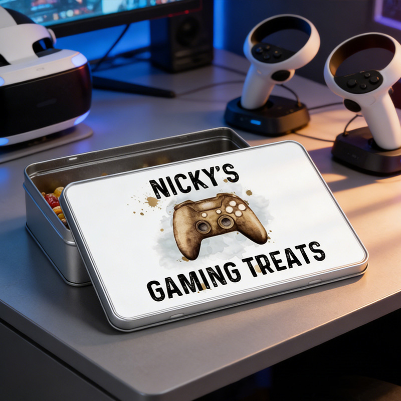 Personalised Gamer Treats Tin Gaming Birthday Gift for Kid Gaming Snacks Storage Gift for Geek Gamer Lover