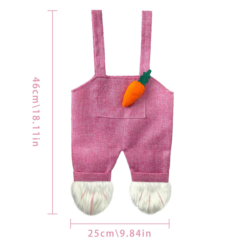 Personalized Cute Easter Bunny Overalls Tote Bag with Name Happy Easter Egg Hunting Gift for Kids